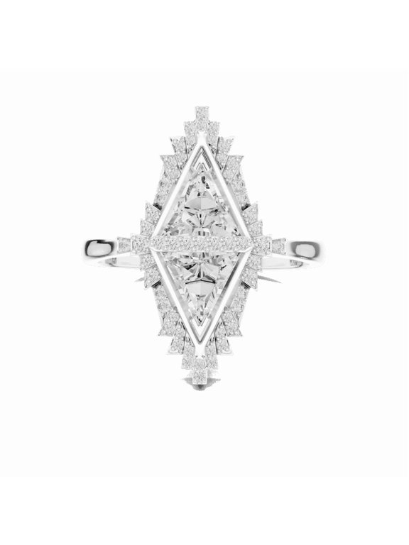 1.50 CT Triangle Cut Moissanite Engagement Ring for Women, Triangle Two Stone Fashion in 18K Gold Plated 925 Sterling Silver
