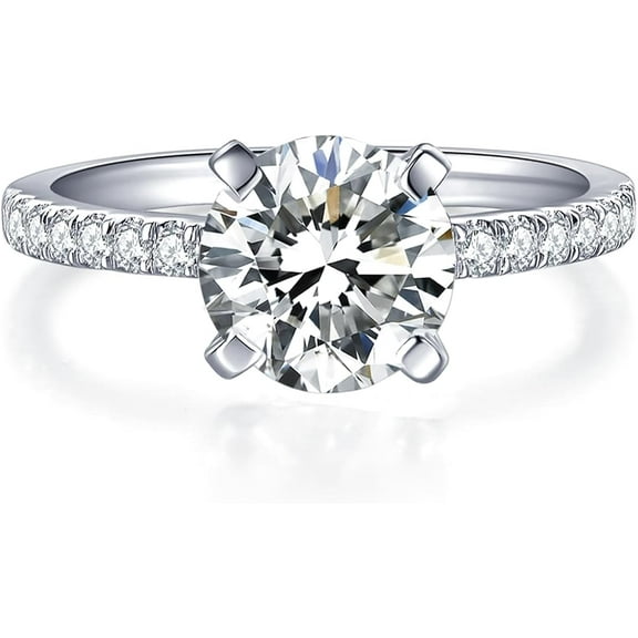 JEWELEGANT 1 Carat Moissanite Engagement Ring, Pave Set Wedding Anniversary Gift Rings for Women