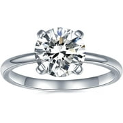 JEWELEGANT 1 Carat Solitaire Moissanite Engagement Ring, 18K White Gold Plated Gift Ring for Women