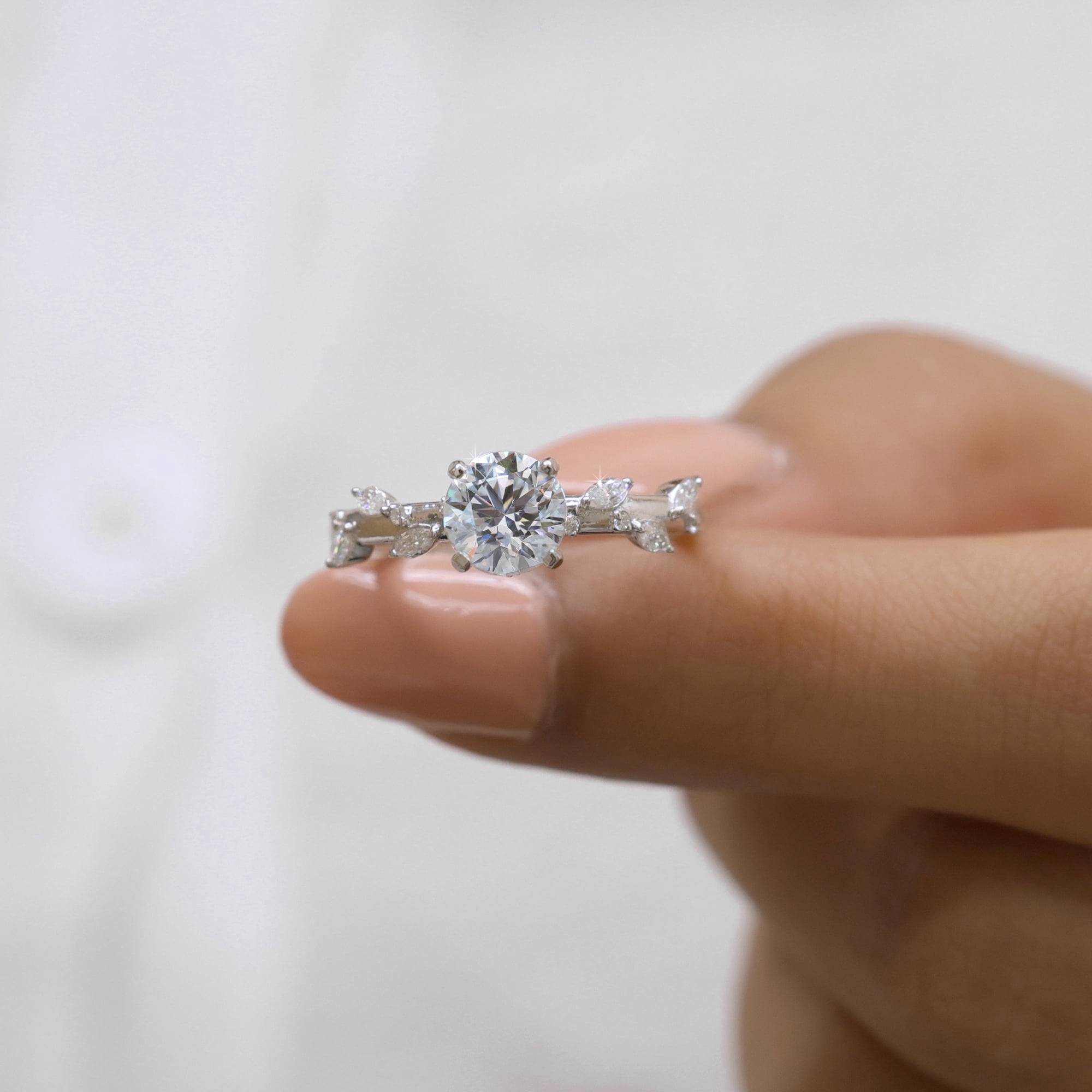 JEWELEGANT 2.28 Ct Round & Marquise Cut Moissanite Engagement Ring ...