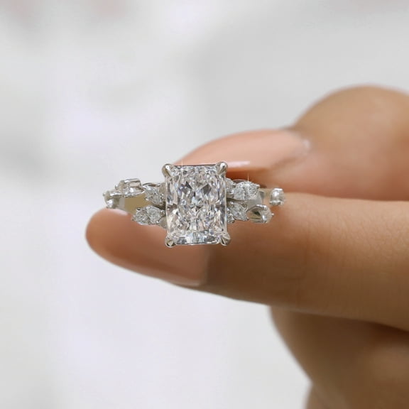 JEWELEGANT 2.5 Carat Radiant Cut Moissanite Twig Engagement Ring,Tree Style Nature Ring for Women