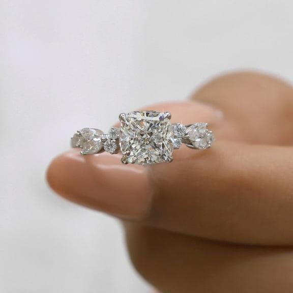 Jewelegant 2.08 Carat Cushion Cut Moissanite Engagement Ring, Nature Inspired Wedding Ring for Women