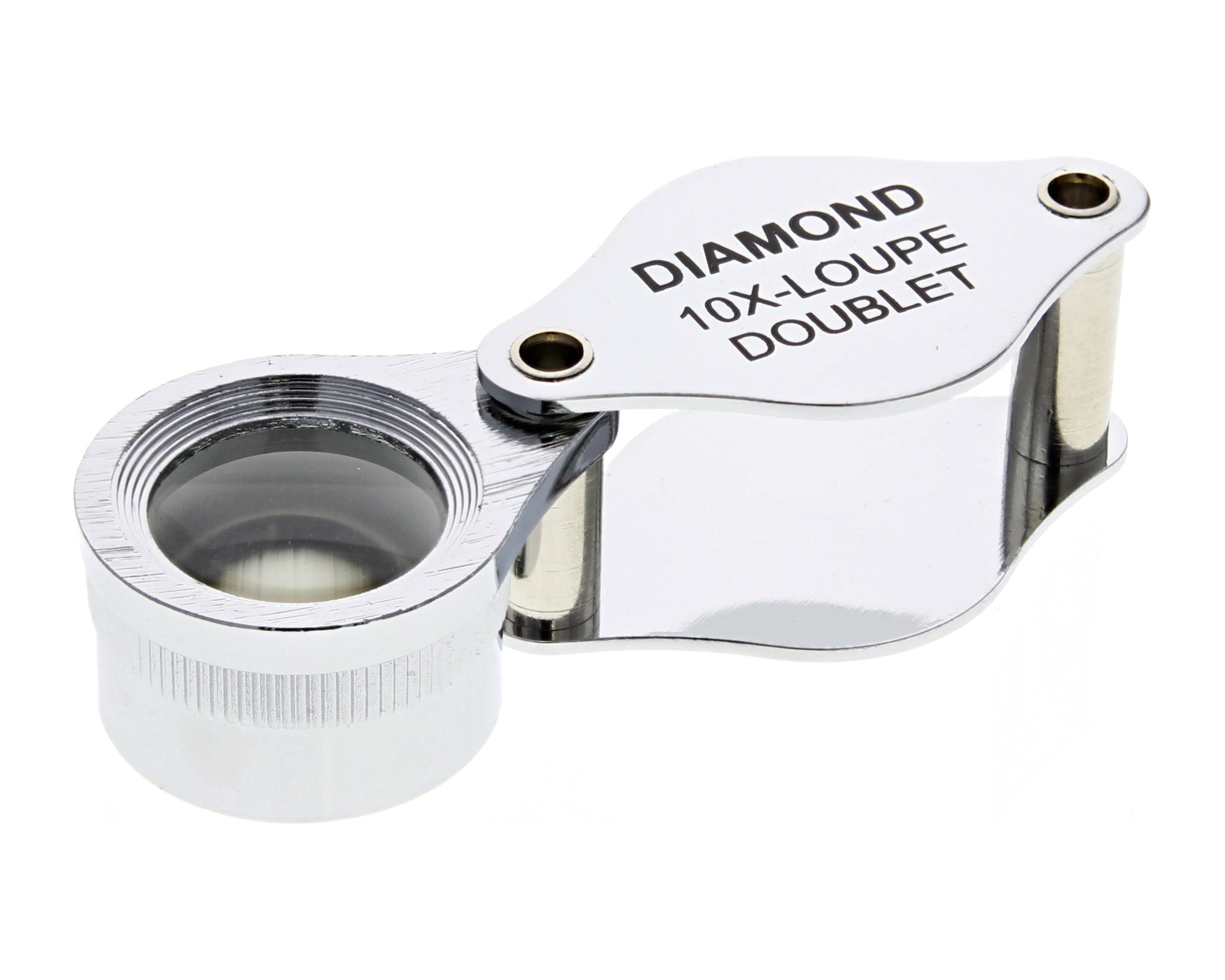 JEWELERS LOUPE 10X POWER DIAMOND DOUBLET LOUPE SILVER MAGNIFIER TOOL  S/STEEL 