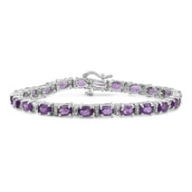 JEWELEXCESS Amethyst Bracelet for Women – Genuine, Single-Row Purple Amethyst Jewelry – 925 Sterling Silver Bracelets – Birthstone Bracelet Sterling Silver Jewelry Gifts for Women