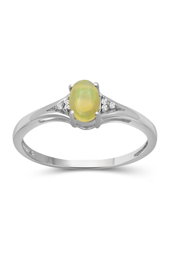 Assorted Gemstone Ring Birthstone Jewelry – Sterling Silver Ring Jewelry with White Diamond Accent – Gemstone Rings with Hypoallergenic Silver Band