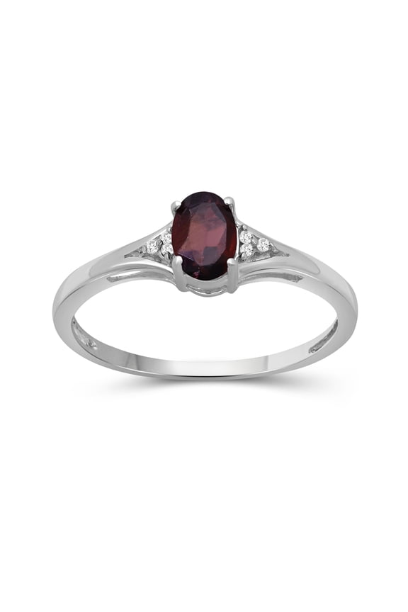 Assorted Gemstone Ring Birthstone Jewelry – Sterling Silver Ring Jewelry with White Diamond Accent – Gemstone Rings with Hypoallergenic Silver Band