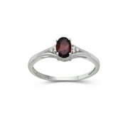 JEWELEXCESS Assorted Gemstone Ring Birthstone Jewelry – Sterling Silver Ring Jewelry with White Diamond Accent – Gemstone Rings with Hypoallergenic Silver Band