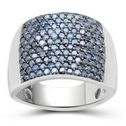 JEWELEXCESS Sterling Silver Blue 2 Carat Diamond Ring for Women| Colored Ring Band with Round Diamonds