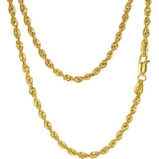 JEWELHEART 10K Real Gold Rope Chain Necklace - 3.5mm Diamond Cut Twist Link Chain - Dainty Gold Pendant Necklace For Men and Women 24