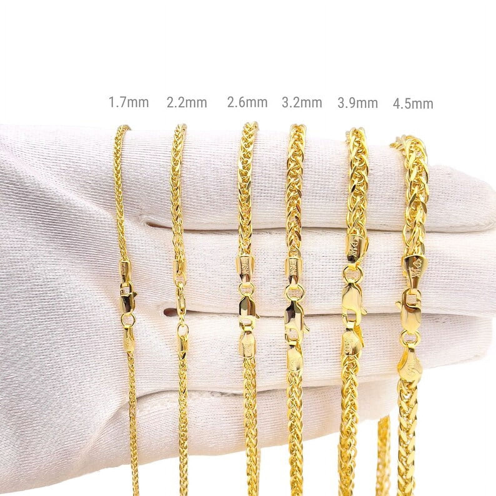 Jewelheart 10K Real Gold Square Wheat Spiga Chain 1.7mm 2.2mm 2.6mm 3.2mm Diamond Cut Braided Foxtail Necklace For Men Women