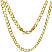 JEWELHEART 14K Yellow Real Gold Cuban Link Chain 2.3-6.5mm Thick Diamond Cut Open Curb Link Pendant Necklace For Men Women 16"-24"