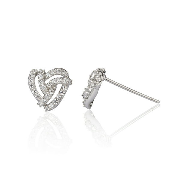 JEWELIX Moissanite 18K White Gold Plated Silver Heart Stud Earrings, female, gift for her and mom, graduation gift, latest model