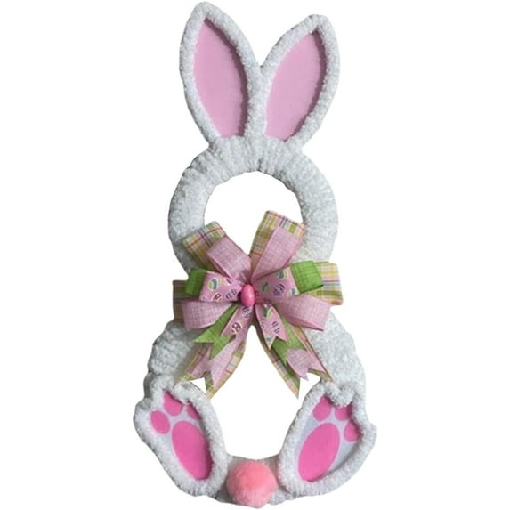 JEWELO Easter Bunny Door Sign, Easter Bunny Hanger Wreath for Front Door, Easter Wood Hanging Door, Easter Rabbit Welcome Spring Decoration for Home Farmhouse Porch Wall Indoor Outdoor Easter Bunny