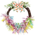 thumbnail image 1 of JEWELO Easter Colorful Confetti Wreath Artificial Hanging Spring Wreath with Bow for Front Door Home Window Wall Indoor Outdoor Decoration (Pink), 1 of 11