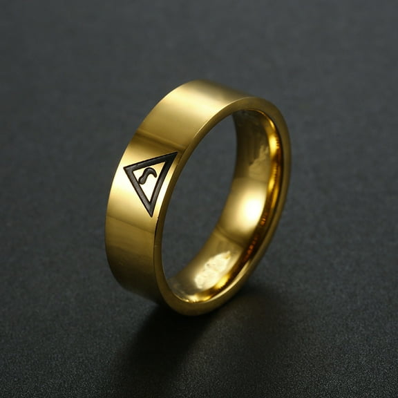 JEWELRY 8MM Width 14K Yellow Gold Golden Color Pipe Cut Ring for Man and Woman's Wedding