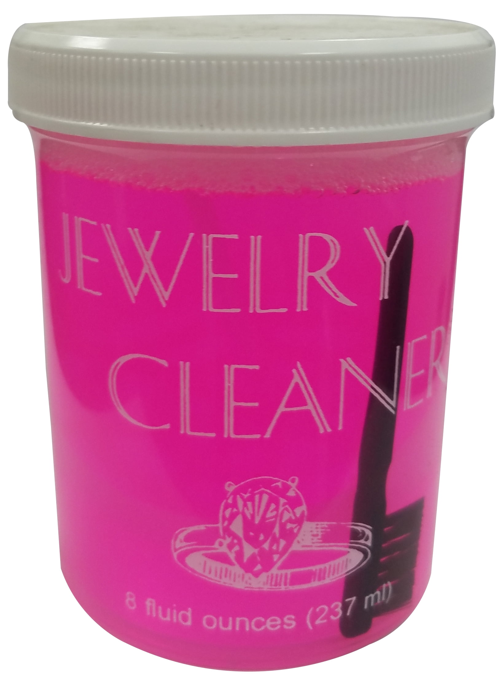 JEWELRY CLEANER/PINK, 8 ounces with basket & brush