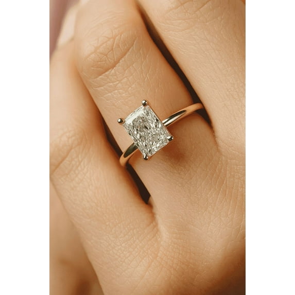 JEWELRYTREASURE 2ct Vintage Moissanite Promise Ring 14K Yellow Gold Plated Prong Set Ring Alternative Fine Women Jewelry Engagement Ring For Her
