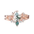 thumbnail image 1 of JEWELRYTREASURE Natural Moss Agate Engagement Ring Set / 2 Pcs Bridal Sterling Silve Jewelry / Cz Diamond - Color Chanaging Gemstone, 1 of 1