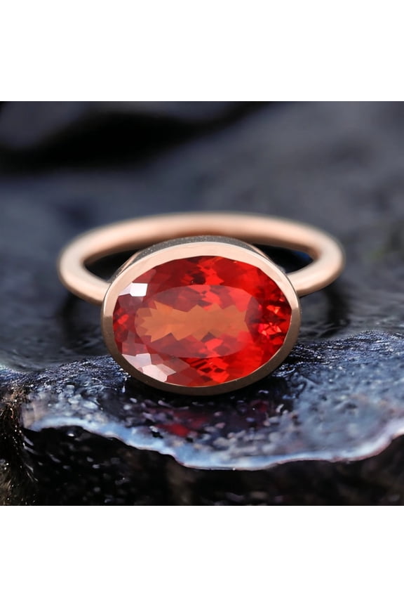 10X14MM Pink Ruby Ring / 8 Ct Oval Cut Gemstone / Minimalist Bezel Set Ring / Anniversary Gift for Women