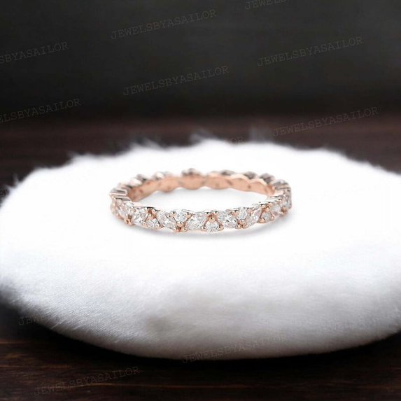 JEWELSBYASAILOR 2X4 MM / 2 MM Moissanite Band / 925 Sterling Silver Jewelry / Wedding Bridal Jewelry