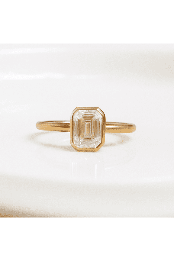 7X5MM Natural Moss Agate Ring / 1 Ct Lab Grown Gemstone / Opal Moissanite Jewelry / 925 Sterling Silver Ring / Women's Customized Birthday Present