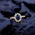 thumbnail image 1 of JEWELSBYASAILOR 8X6MM Blue Sapphire Ring / CZ Diamond Halo Ring / 925 Streling Silver Jewelry / Birthday Gift For Love, 1 of 4