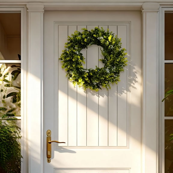 JEWLALO 14" Spring Wreaths for Front Door, Artificial Floral Door Wreath with Greenery, Perfect for Front Porch Entryway, Indoor Wall and Farmhouse Home Spring Summer Decorations