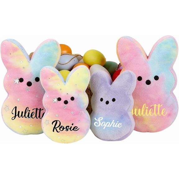 JEWLALO 1PCS 2026 Personalized Bunny Plushies, 10" Custom Easter Bunny with Name, Soft Easter Basket Stuffer, Excellent Easter Gifts