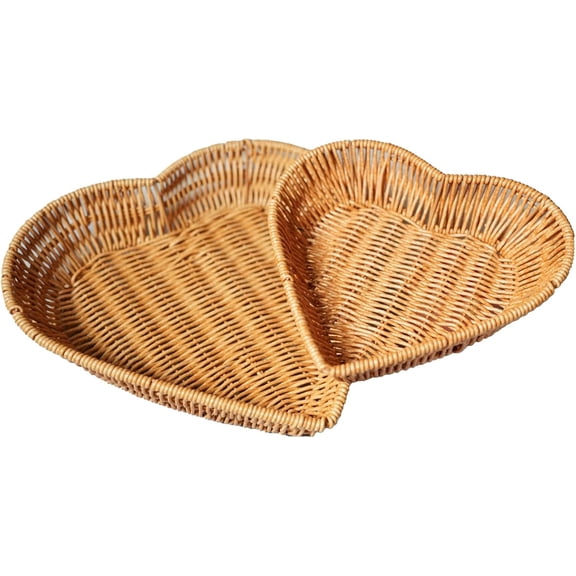 JEWLALO 2 Pack Heart Shaped Picnic Basket Heart Shaped Basket and Fruit Basket Dining Table Tray Suitable for Families Picnics Camping and Gift Giving