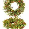 thumbnail image 1 of JEWLALO 20" Boxwood Wreath for Front Door – Lush Greenery Wreath with Red Flowers, Artificial Spring & Summer, Farmhouse Decor for Home, Outdoor & Indoor Use, 1 of 8