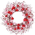 thumbnail image 1 of JEWLALO 21’’ Valentine's Day Heart Shaped Wreath, Red Berry Artificial Rustic Twig Wreath, Artificial Door Wreath for Wedding Party Home Office Decors, 1 of 7