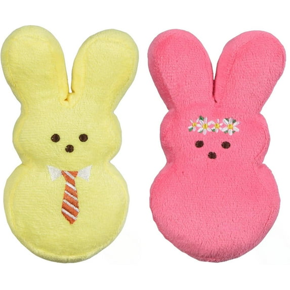 JEWLALO 2PCS Easter Plush Bunny for Pets, 12" Plush Dress-up Bunny Squeaker Toy for Dogs, Assorted Colors Bunny Plushies for Dog, Easter Baskets Stuffed
