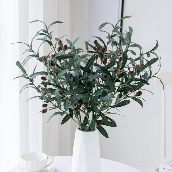JEWLALO 3PCS Artificial Olive Branch Olive Stem, 18" Artificial Branches for Vase, Tabletop Greenery Decor for Home Office Wedding Party, Spring Summer Decors