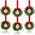 thumbnail image 1 of JEWLALO 6-Pack Mini Christmas Wreaths for Cabinets, 6 Inch with Red Ribbon and Bells, Small Window Wreath for Window Door Farmhouse Christmas Party Decorations (Green), 1 of 7