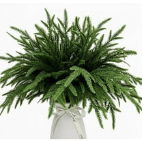 JEWLALO 6 Pcs Christmas Norfolk Pine Branches, 18" Artificial Norfolk Pine Stems, Faux Christmas Greenery Pine Picks for Vase Fillers Garland Wreath DIY Crafts and Home Xmas Indoor Outdoor Decors