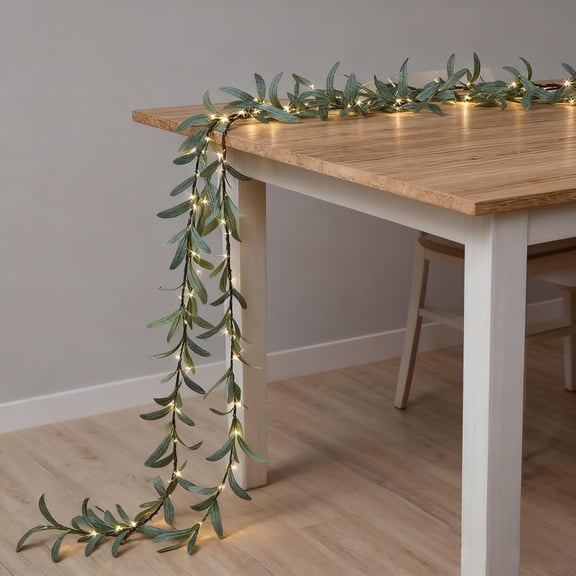 JEWLALO 6FT Fairy Light Olive Vine with LED Lights, Artificial Olive Garland for Fireplace/Christmas/Thanksgiving/Home Decorations