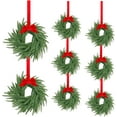thumbnail image 1 of JEWLALO 8PC Small Christmas Norfolk Wreaths, 8" Mini Wreaths for Kitchen Cabinets with Bow Ribbon, Real Touch Norfolk Pine Decorative Hanging Greenery for Xmas Window Door Farmhouse Decor (Red), 1 of 7