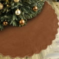thumbnail image 1 of JEWLALO Brown Christmas Tree Skirt, 48 Inches Neutral Velvet Christmas Tree Skirts Modern Scalloped Edge Xmas Decorations Minimalist Mat for Home Indoor Outdoor Holiday Party Decors, 1 of 9