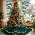 thumbnail image 1 of JEWLALO Christmas Tree Skirt, 60 Inch Green Velvet Fur Scalloped Tree Skirt Sparking Gold Lace Trim for Party Rustic Xmas Holiday Decorations All Year, 1 of 9