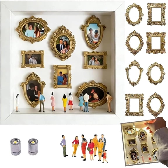 JEWLALO DIY Mini Museum Silhouette Box with Light & Figurines, Museum of Us Box, Personalized Shadow Box Frame Kit to Celebrate Your Unique Love Story, Custom Anniversary, Valentine‘s Day