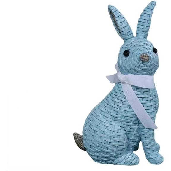 JEWLALO Easter Bunny Figurine, Easter Tabletop Decoration, Outdoor Garden Statue Rabbit Craft Ornament, for Home Farmhouse Lawn Tabletop Spring Easter Decors (Blue Sitting)