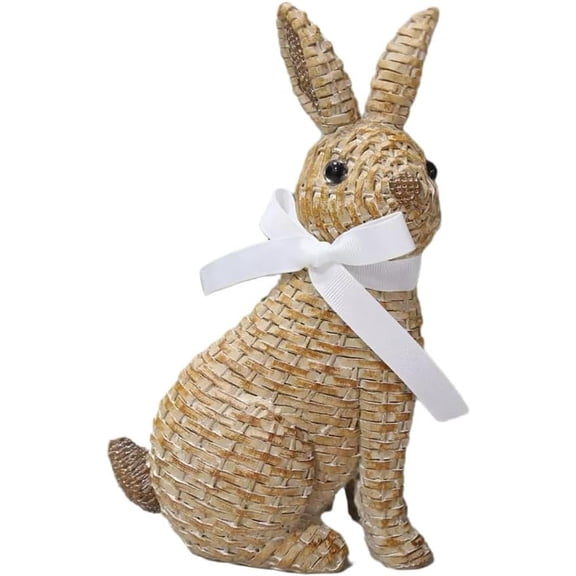 JEWLALO Easter Bunny Figurine, Easter Tabletop Decoration, Outdoor Garden Statue Rabbit Craft Ornament, for Home Farmhouse Lawn Tabletop Spring Easter Decors (Brown Sitting)