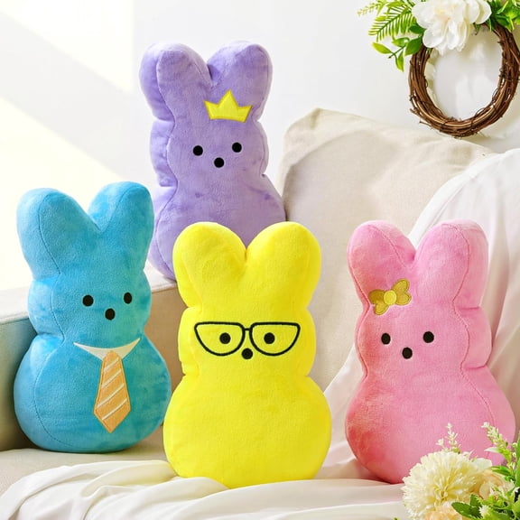 JEWLALO Easter Bunny Rabbit Throw Pillow, Ultra Soft Easter Bunny Plushies Toys, Cute Fluffy Bunny Stuffed Animals, Spring Easter Decoration for Home, Bedroom, Living Room, Sofa