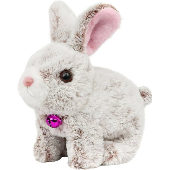 JEWLALO Easter Hopping Pink Bunny Interactive Electronic Pet Plushies, Sounds Jumping Rabbit Ears Moving, Educational Plush Toys, Easter Birthday Gifts