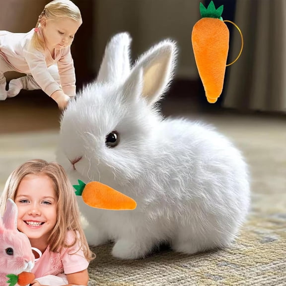 JEWLALO Easter My Realistic Bunny Toy, Jumping, Twitching and Shaking, Animated Bunny Stuffed Animals, Easter Birthday Gifts