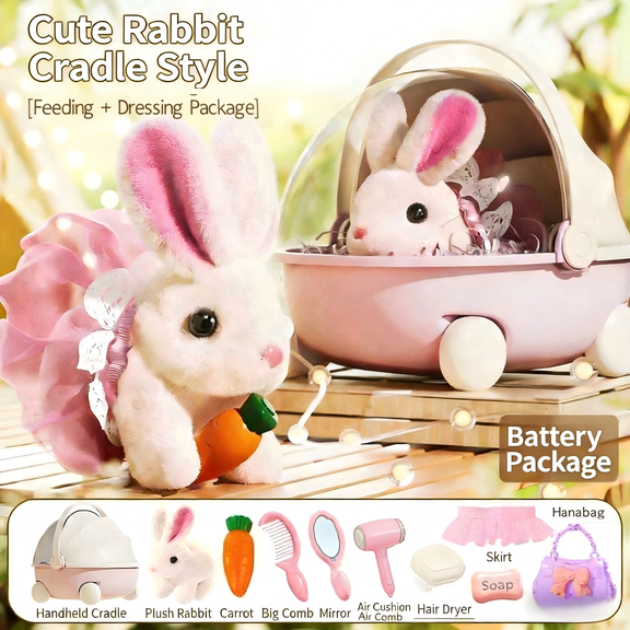 JEWLALO Easter Realistic Bunny Plush Toys, 2026 New Bunny Interactive Toys, Can Walk and Talk, Hopping Realistic, Easter Gifts