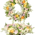 thumbnail image 1 of JEWLALO Easter Wreath 20IN with Daisy Flowers, Eggs, Silk Polyester, Front Door Easter Wreath, Spring Easter Decorations, 1 of 6
