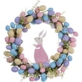 thumbnail image 1 of JEWLALO Easter Wreaths for Front Door, 15" Easter Wreath Colorful Artificial Egg Wreath with Wooden Rabbit for Indoor Outdoor Holiday Celebration Decorations, 1 of 9