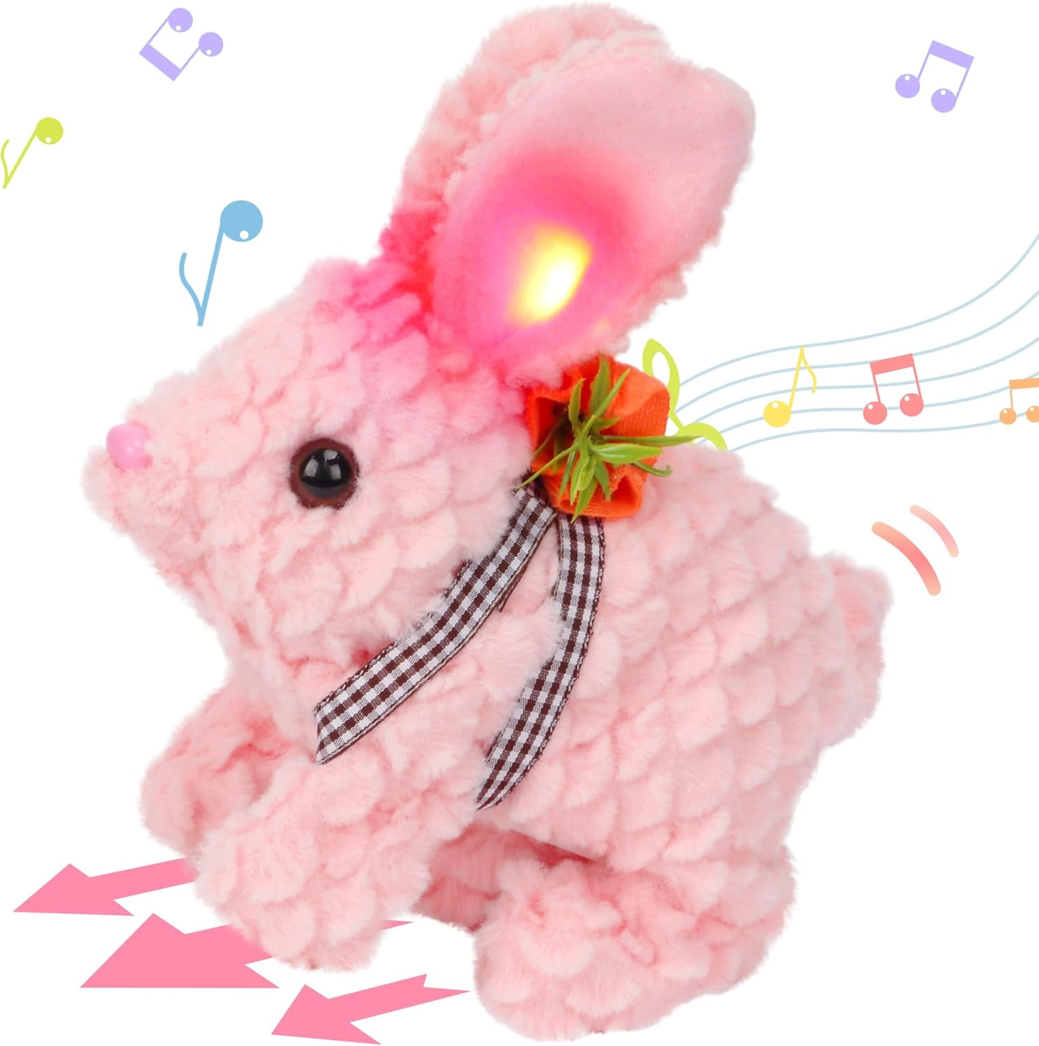 Lullaby Rabbit Motion Sensor JEWLALO Hopping Rabbit with LED Ears Interactive Electronic Pet Plush ...