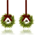 thumbnail image 1 of JEWLALO Mini Christmas Wreath Set of 2, 12 Inch Small Wreaths for Kitchen Cabinets, with Deep Red Bow Vintage Bells Pine and Cypress Leaves for Fireplace Window Farmhouse Indoor Home Decorations, 1 of 7